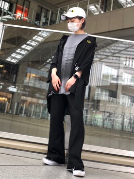 「KaneZ（ケインズ）のアイテム（キャップ）」を使った、EMII SHOJIさん（レディース・156cm）の夏コーディネート