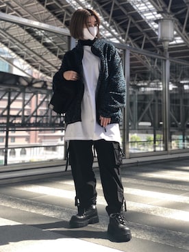 「thisisneverthat（ディスイズネバーザット）のアイテム（ジャケット/アウター）」を使った、EMII SHOJIさん（レディース・156cm）の秋コーディネート
