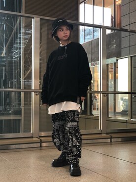 「thisisneverthat（ディスイズネバーザット）のアイテム（帽子）」を使った、EMII SHOJIさん（レディース・156cm）の秋コーディネート