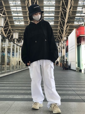 「thisisneverthat（ディスイズネバーザット）のアイテム（帽子）」を使った、EMII SHOJIさん（レディース・156cm）の秋コーディネート