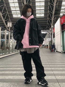 「DANKE SCHON（ダンケシェーン）のアイテム（ブルゾン）」を使った、EMII SHOJIさん（レディース・156cm）の冬コーディネート