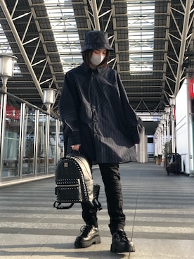 「DANKE SCHON（ダンケシェーン）のアイテム（帽子）」を使った、EMII SHOJIさん（レディース・156cm）の冬コーディネート