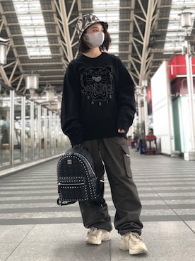 「DANKE SCHON（ダンケシェーン）のアイテム（帽子）」を使った、EMII SHOJIさん（レディース・156cm）の冬コーディネート