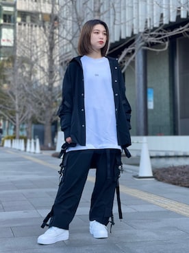 「DANKE SCHON（ダンケシェーン）のDankeSchon/ダンケシェーン/撥水ストレッチナイロンカーゴシャツ（シャツ/ブラウス）」を使った、EMII SHOJIさん（レディース・156cm）の冬コーディネート