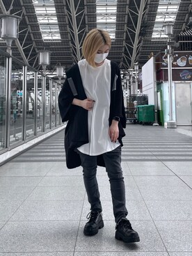 「A4A（エーフォーエー）のA4A/エーフォーエー/40s強撚糸ラウンドTシャツ（Tシャツ/カットソー）」を使った、EMII SHOJIさん（レディース・156cm）の夏コーディネート