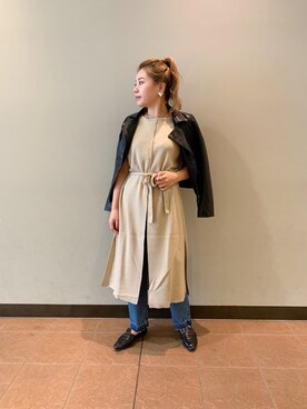 「ライダースコーデ」｜「アイテム（ワンピース/ドレス）」を使った、ももぞうさん（レディース・154cm）の秋コーディネート