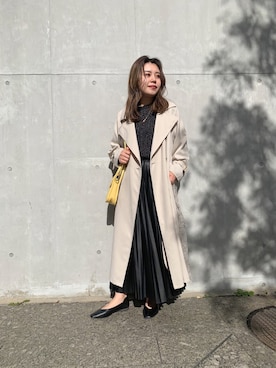 「レザースカート」｜「アイテム（トレンチコート）」を使った、ももぞうさん（レディース・154cm）の冬コーディネート