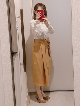 「GRL（グレイル）のアイテム（Tシャツ/カットソー、ホワイト系）」を使った、miyaさん（レディース・150cm）の春コーディネート