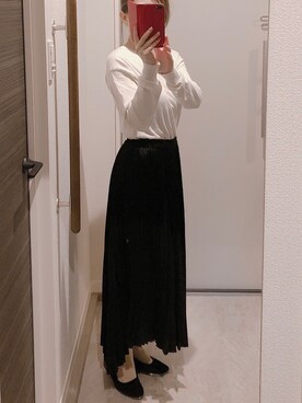 「AZUL（アズール）のアイテム（スカート、ブラック系）」を使った、miyaさん（レディース・150cm）の春コーディネート