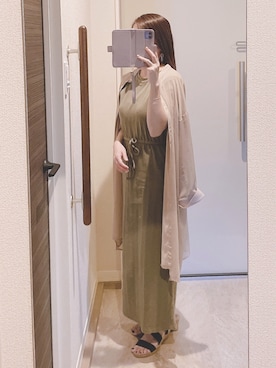 「AZUL（アズール）のアイテム（ワンピース、グリーン系）」を使った、miyaさん（レディース・150cm）の春コーディネート