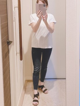 「ZARA（ザラ）のアイテム（デニムパンツ、ブルー系）」を使った、miyaさん（レディース・150cm）の夏コーディネート