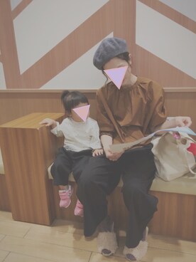 「CIAOPANIC（チャオパニック）のアイテム（シューズ）」を使った、'U'mama!さん（キッズ・90cm）の秋コーディネート