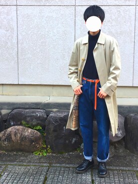 「アイテム（ステンカラーコート）」を使った、ユウさん（メンズ・179cm・10代）の冬コーディネート