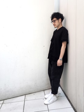「EN ROUTE（アンルート）のアイテム（デニムパンツ）」を使った、福岡史明さん（メンズ・162cm）の夏コーディネート