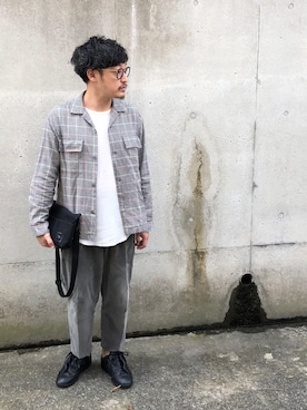 「Drifter（ドリフター）のアイテム」を使った、福岡史明さん（メンズ・162cm）の秋コーディネート