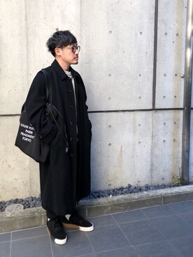 ステンカラーコートを使った Alexander Wang のメンズ人気ファッションコーディネート Wear