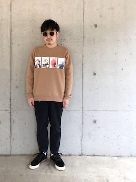 「EN ROUTE（アンルート）のアイテム（スラックス）」を使った、福岡史明さん（メンズ・162cm）の春コーディネート