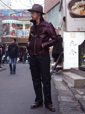 「schott（ショット）のアイテム（パンツ）」を使った、yamazakiさん（メンズ・170cm）の冬コーディネート