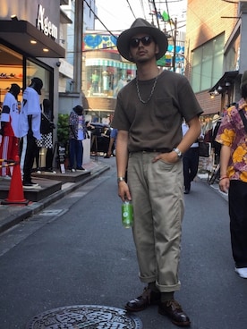 「Schott（ショット）のSchott/ショット/TC WORK PANTS/ティーシー ワーク パンツ（チノパンツ）」を使った、yamazakiさん（メンズ・170cm）の夏コーディネート