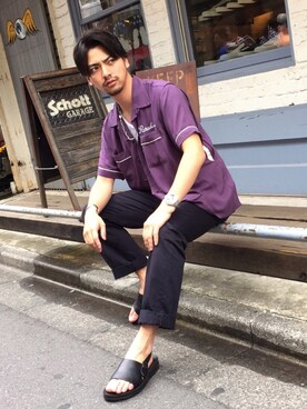 「schott（ショット）のSchott/ショット/URBAN CHINO PANTS/アーバン チノパンツ（チノパンツ）」を使った、yamazakiさん（メンズ・170cm）の夏コーディネート
