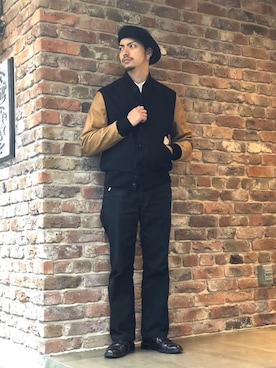 「Schott（ショット）のSchott/ショット/TC WORK PANTS/ティーシー ワーク パンツ（チノパンツ）」を使った、yamazakiさん（メンズ・170cm）の秋コーディネート