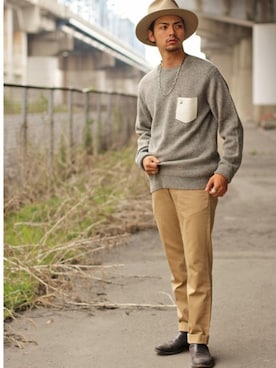 「schott（ショット）のSchott/ショット/URBAN CHINO PANTS/アーバン チノパンツ（チノパンツ）」を使った、yamazakiさん（メンズ・170cm）の秋コーディネート