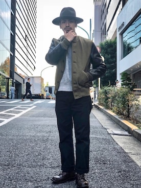 「Schott（ショット）のSchott/ショット/TC WORK PANTS/ティーシー ワーク パンツ（チノパンツ）」を使った、yamazakiさん（メンズ・170cm）の秋コーディネート