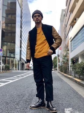 「Schott（ショット）のSchott/ショット/TC WORK PANTS/ティーシー ワーク パンツ（チノパンツ）」を使った、yamazakiさん（メンズ・170cm）の冬コーディネート