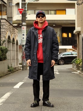 「schott（ショット）のSchott/ショット/LENOX/サングラス　日本製（サングラス）」を使った、yamazakiさん（メンズ・170cm）の秋コーディネート