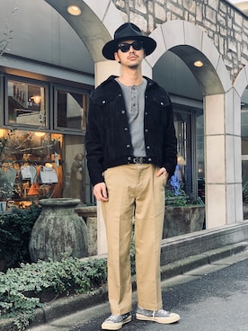 「schott（ショット）のアイテム（パンツ）」を使った、yamazakiさん（メンズ・170cm）の冬コーディネート