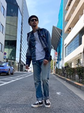 「schott（ショット）のSchott/ショット/LENOX/サングラス　日本製（サングラス）」を使った、yamazakiさん（メンズ・170cm）の春コーディネート