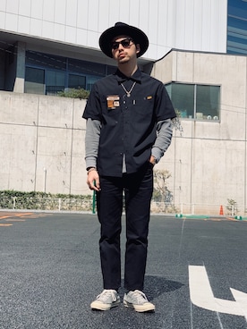 「schott（ショット）のSchott/ショット/LENOX/サングラス　日本製（サングラス）」を使った、yamazakiさん（メンズ・170cm）の春コーディネート