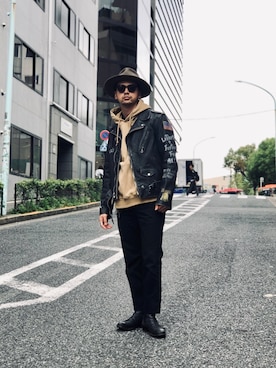 「schott（ショット）のSchott/ショット/LENOX/サングラス　日本製（サングラス）」を使った、yamazakiさん（メンズ・170cm）の秋コーディネート