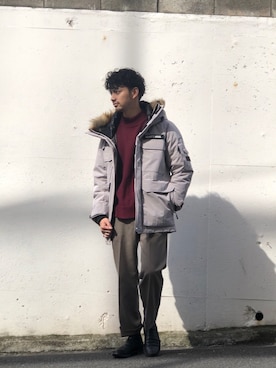 「schott（ショット）のアイテム（ダウンジャケット/コート）」を使った、yamazakiさん（メンズ・170cm）の秋コーディネート