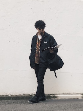 「schott（ショット）のアイテム（バッグ）」を使った、yamazakiさん（メンズ・170cm）の冬コーディネート