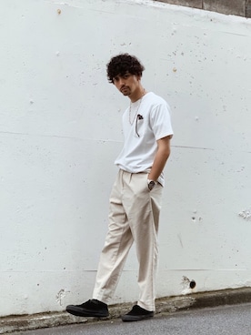 「schott（ショット）のアイテム（スラックス）」を使った、yamazakiさん（メンズ・170cm）の夏コーディネート