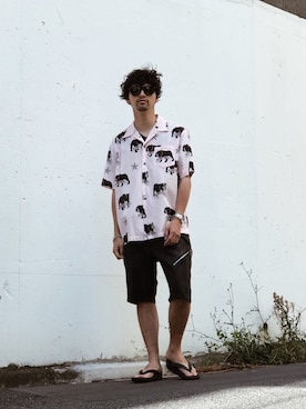 「schott（ショット）のアイテム（シューズ）」を使った、yamazakiさん（メンズ・170cm）の夏コーディネート