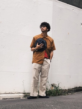 「schott（ショット）のアイテム（スラックス）」を使った、yamazakiさん（メンズ・170cm）の夏コーディネート