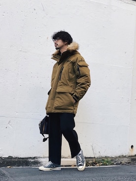 「schott（ショット）のアイテム（バッグ）」を使った、yamazakiさん（メンズ・170cm）の冬コーディネート