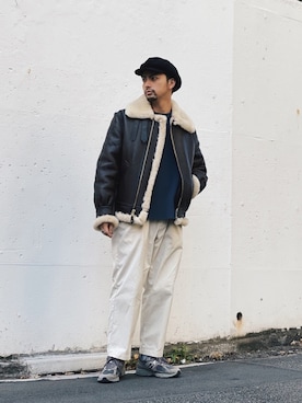 「schott（ショット）のアイテム（テーラードジャケット）」を使った、yamazakiさん（メンズ・170cm）の冬コーディネート