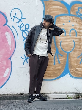 「New Balance」｜「アイテム（キャスケット）」を使った、yamazakiさん（メンズ・170cm）の冬コーディネート