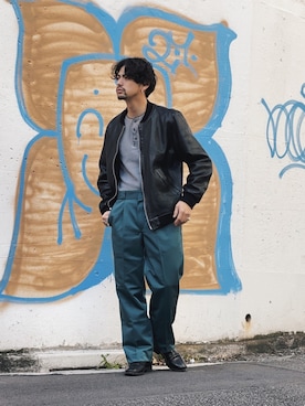 「Schott(ショット)のアイテム(チノパンツ)」を使った、yamazakiさん(メンズ・170cm)の冬コーディネート