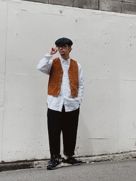 「schott（ショット）のアイテム（スラックス）」を使った、yamazakiさん（メンズ・170cm）の春コーディネート