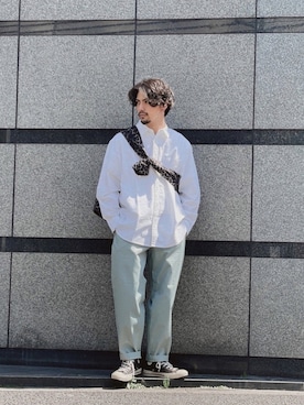 「schott（ショット）のアイテム（スラックス）」を使った、yamazakiさん（メンズ・170cm）の春コーディネート