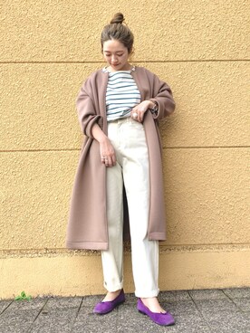 「白デニム」｜「アイテム（その他アウター）」を使った、CHISAさん（レディース・158cm）の春コーディネート