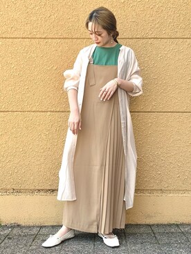 「春めきシューズ」｜「アイテム（シャツワンピース）」を使った、CHISAさん（レディース・158cm）の春コーディネート