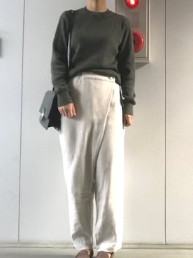 「巻きパンツ」｜ワイドパンツの女さん（レディース・165cm）の秋コーディネート