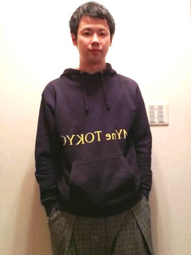 「MYne（マイン）のアイテム（トップス）」を使った、ゆうきさん（メンズ・173cm）の秋コーディネート