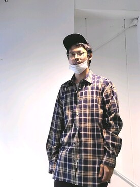 「その辺のアイテム（トップス、ブルー系）」を使った、ゆうきさん（メンズ・173cm）の夏コーディネート