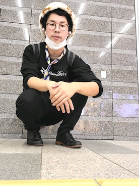 「パッセのアイテム（トップス、ブラック系）」を使った、ゆうきさん（メンズ・173cm）の秋コーディネート